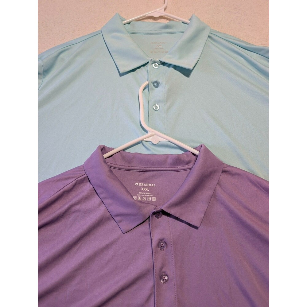 2pk Lot Bundle Gradual Polo Shirt Men’s 3XL Long Sleeve Golf Performance - Picture 2 of 8